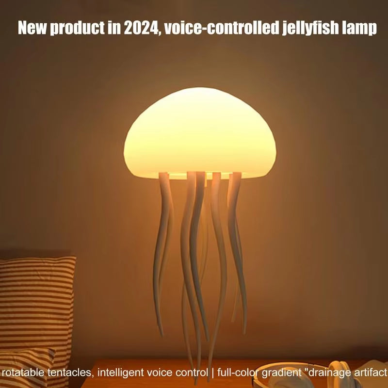 Jellyfish Night Light Cartoon Jellyfish Night Light Gradient Cute Jellyfish Bedside Lamp Voice Control Floating Jellyfish Lamp