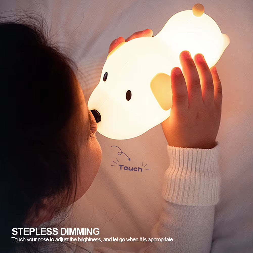 Puppy Lamp Silicone Dog LED Night Lights Touch Sensor Colors USB Rechargeable Bedside Mood Light for Children Baby Toy Gift