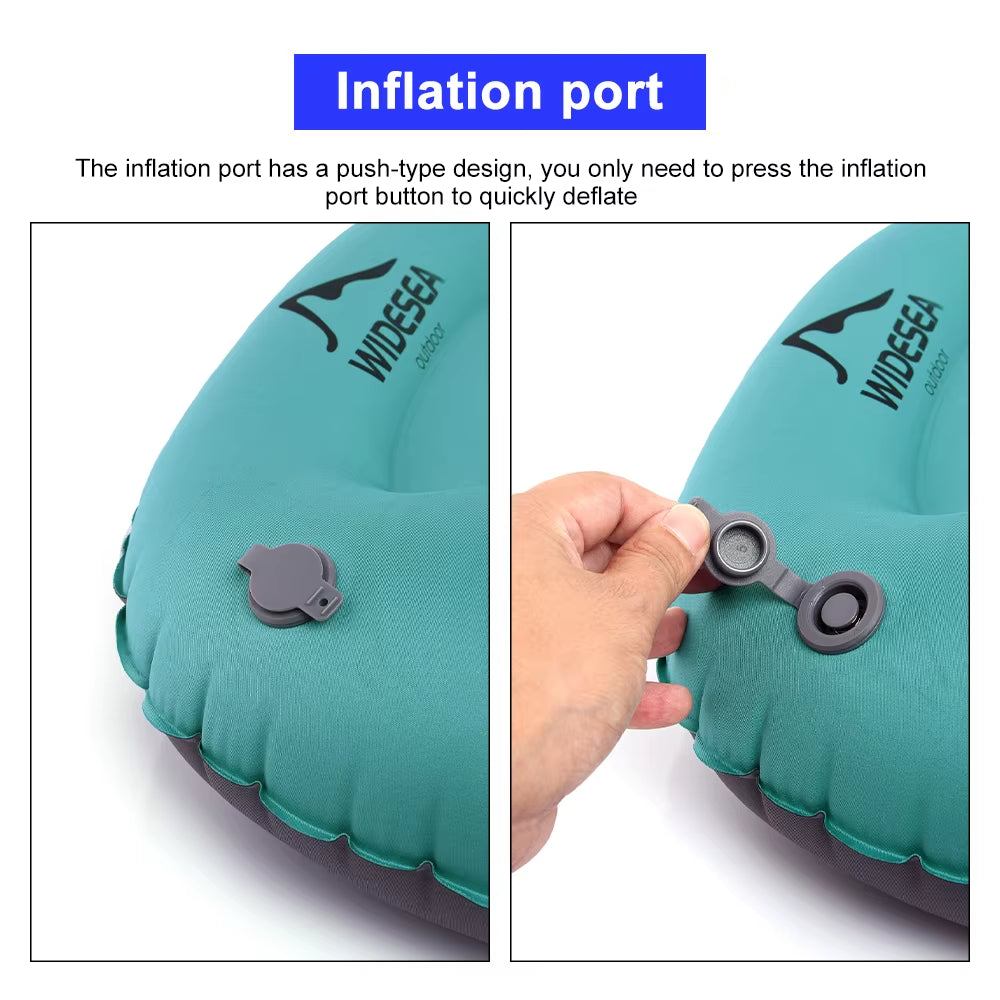 Portable Inflatable Pillow Camping Equipment Compressible Folding Air Cushion Outdoor Protective Tourism Sleeping Gear