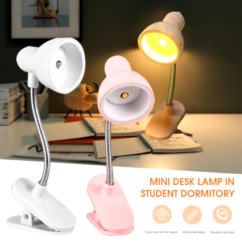 Cute Mini Lamp to Read Book Eye Protection Rotatable Reading Lamp with Clamp Reading Lights for Books Desk Table Bedroom