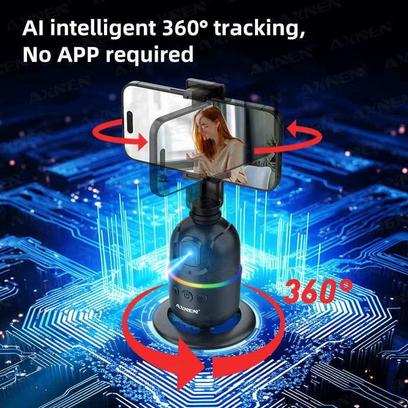 Smart Auto Face Tracking Desktop AI Gimbal for Smartphone & Action Camera 360 Rotation Follow Focus Vlog Kit, Option with Tripod