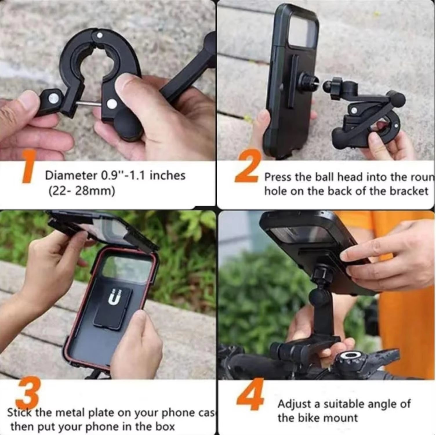 New Adjustable Retractable Bike Phone Holder 360° Rotating Waterproof Anti-Shock Bike/Motorcycle Phone Mount Touchscreen