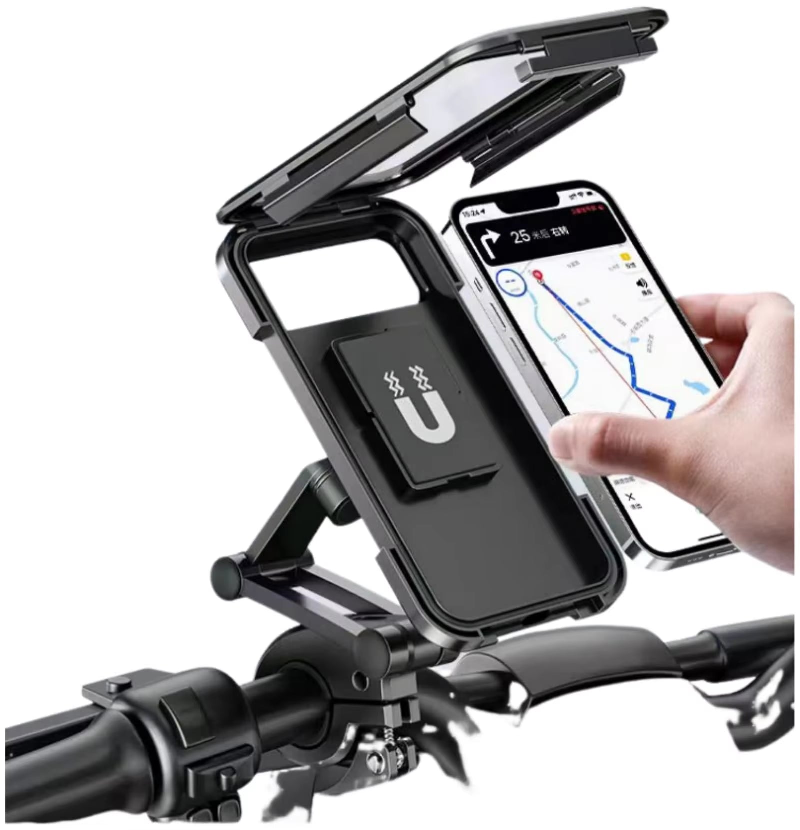 New Adjustable Retractable Bike Phone Holder 360° Rotating Waterproof Anti-Shock Bike/Motorcycle Phone Mount Touchscreen