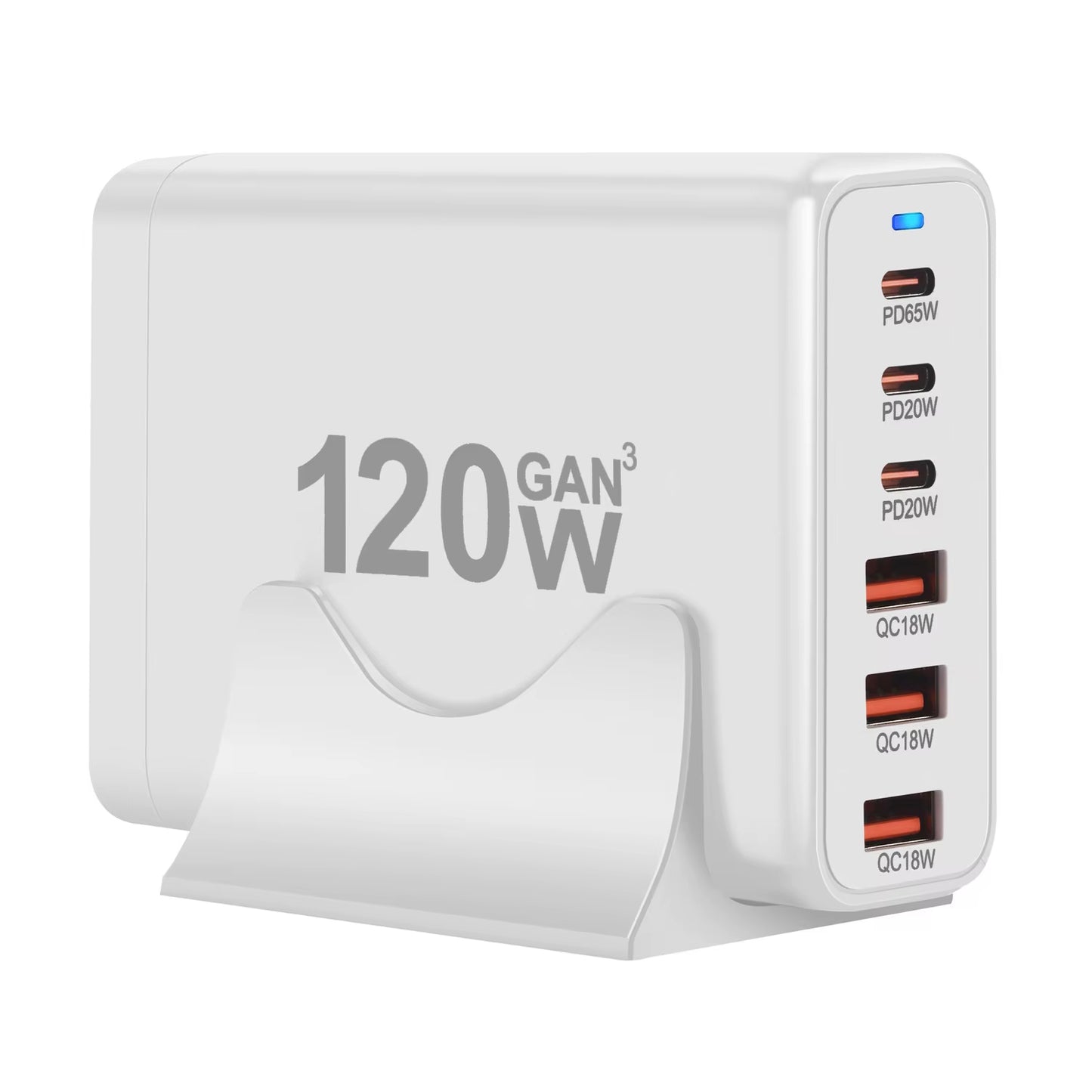 120W Gan 6 Ports USB C Fast Charging Station Hub Block Portable Wall PD Charger Power for Macbook Iphone Samsung Galaxy Xiaomi