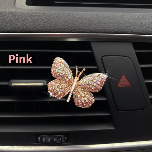 Bling Butterfly Car Accessories, Cute Car Air Freshener, Car Interior Decoration Charm, Rhinestone Car Air Vent Clip, Car Decor