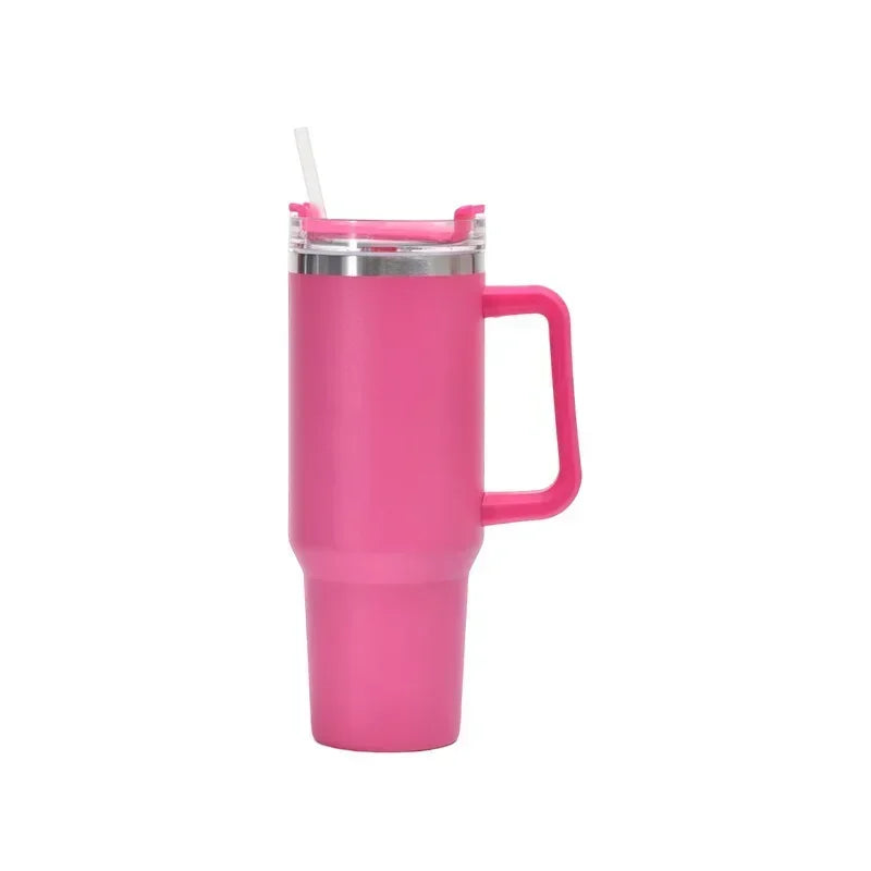 Creative Large Capacity Car Cup 40OZ Handle Cup Double Insulated Cup 304 Car Cup Handle Car Water Cup Ice Cream Cup Straw