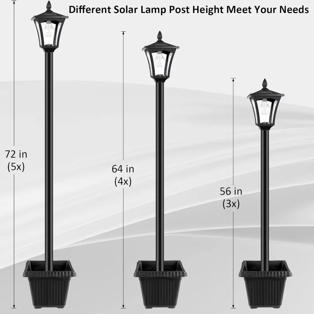 72" Solar Outdoor Light with Planter,Waterproof Solar Post Lamp Ligts,Solar Garden Lights for Backyard, Pathway, Patio,Lawn