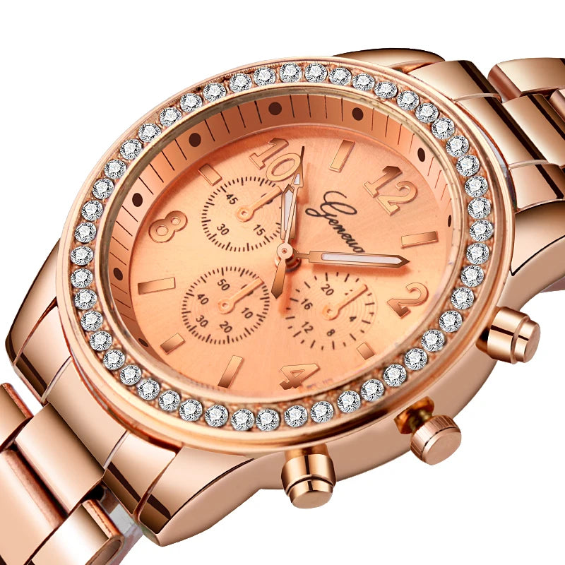 Geneva Luxury Rhinestone Watch Women Classic Watches Fashion Ladies Watch Women'S Relogio Feminino Reloj Mujer Metal Wristwatch