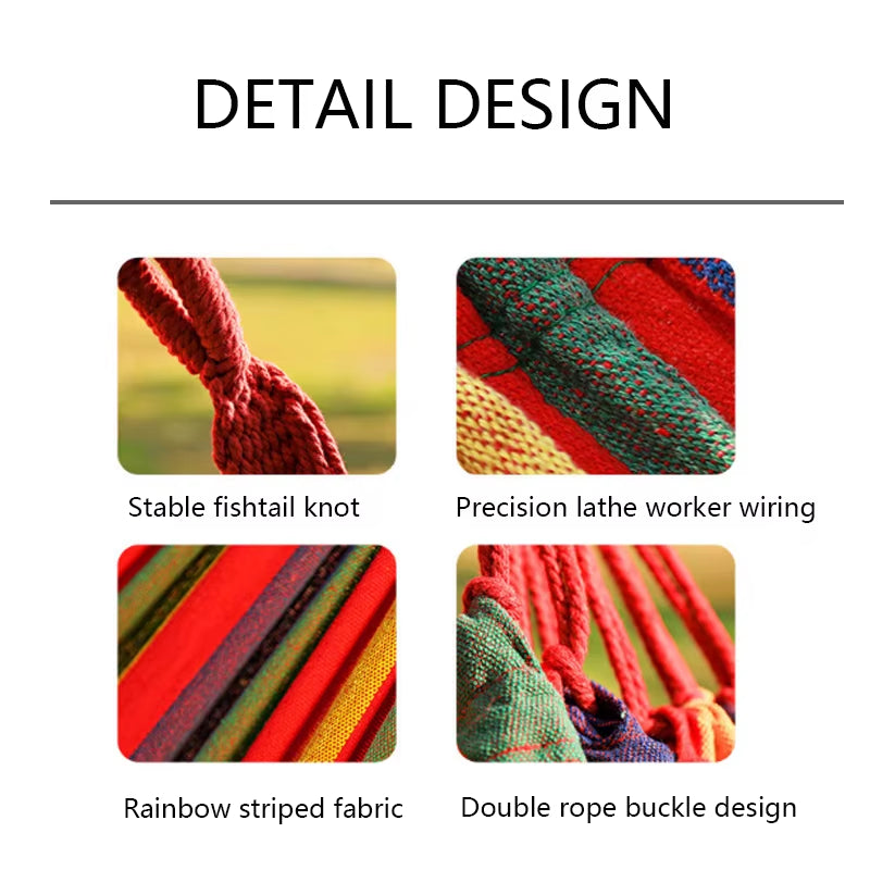 Outdoor Thickened Canvas Hammock Camping Outdoor Swing Net Hed anti Rollover Striped Hanging Chair Hammock