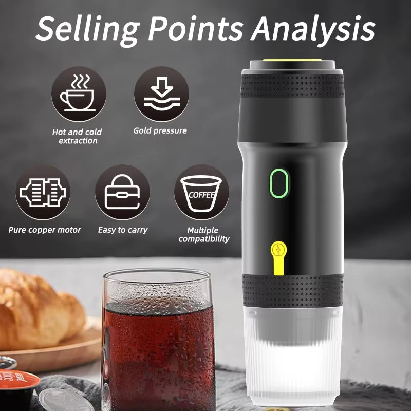 Portable Coffee Maker Capsules Electric Coffee Maker Battery Portable Espresso Coffee Machine for Home Camping Coffee Maker