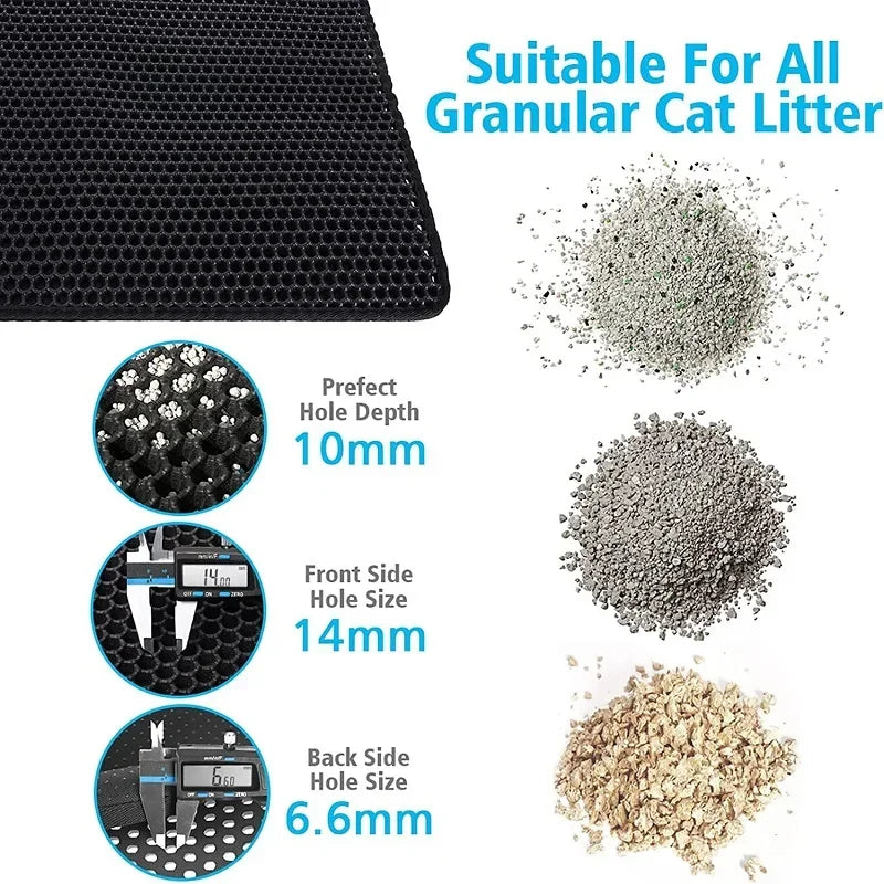 Cat Litter Mat Double Layer Pet Non Slip Big Pet Litter Box Filter Mat Wear Resistant Waterproof Cat Litter Mat Clean Supplies