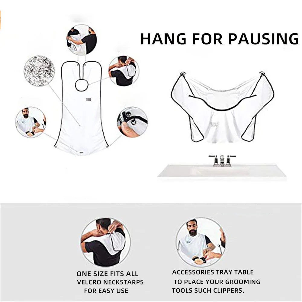 Male Shaving Apron Beard Catcher Cape Care Bib Face Shaved Hair Adult Bibs Shaver Cleaning Hairdresser for Man Clean Apron Gift