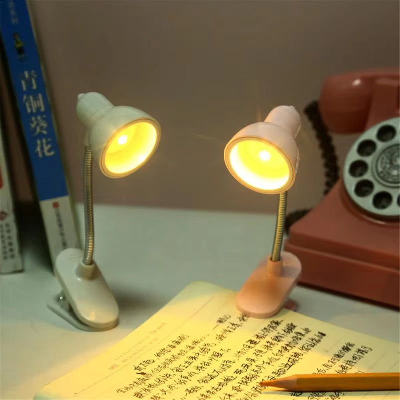 Cute Mini Lamp to Read Book Eye Protection Rotatable Reading Lamp with Clamp Reading Lights for Books Desk Table Bedroom