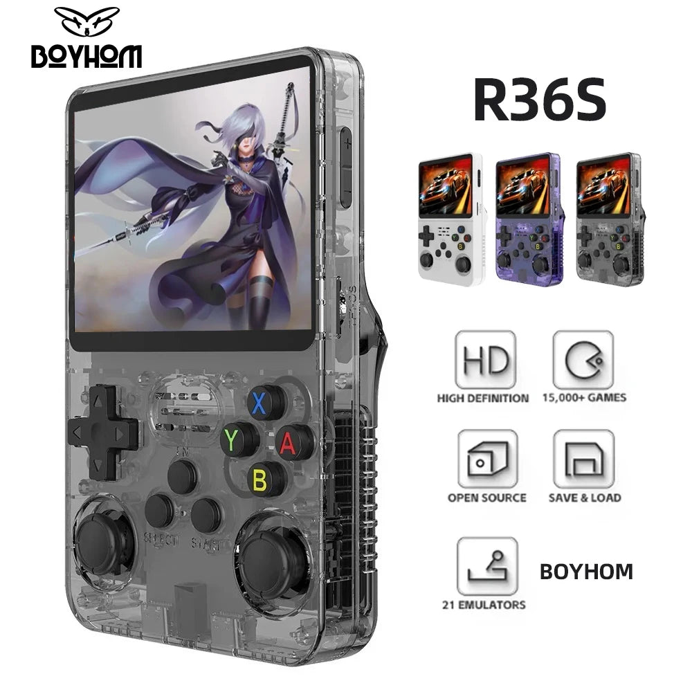 R36S Retro Handheld Video Game Console Linux System 3.5 Inch IPS Screen R35S Pro Portable Pocket Video Player 64GB Games