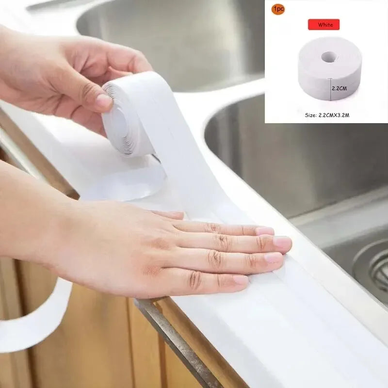 1 Roll of Kitchen Anti-Mold and Waterproof Tape, Moisture-Proof Kitchen and Bathroom Sink Gap, Beautiful Seam Toilet Sticker, Co