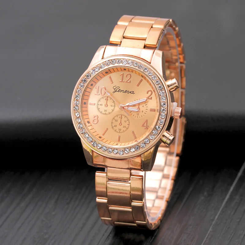 Geneva Luxury Rhinestone Watch Women Classic Watches Fashion Ladies Watch Women'S Relogio Feminino Reloj Mujer Metal Wristwatch