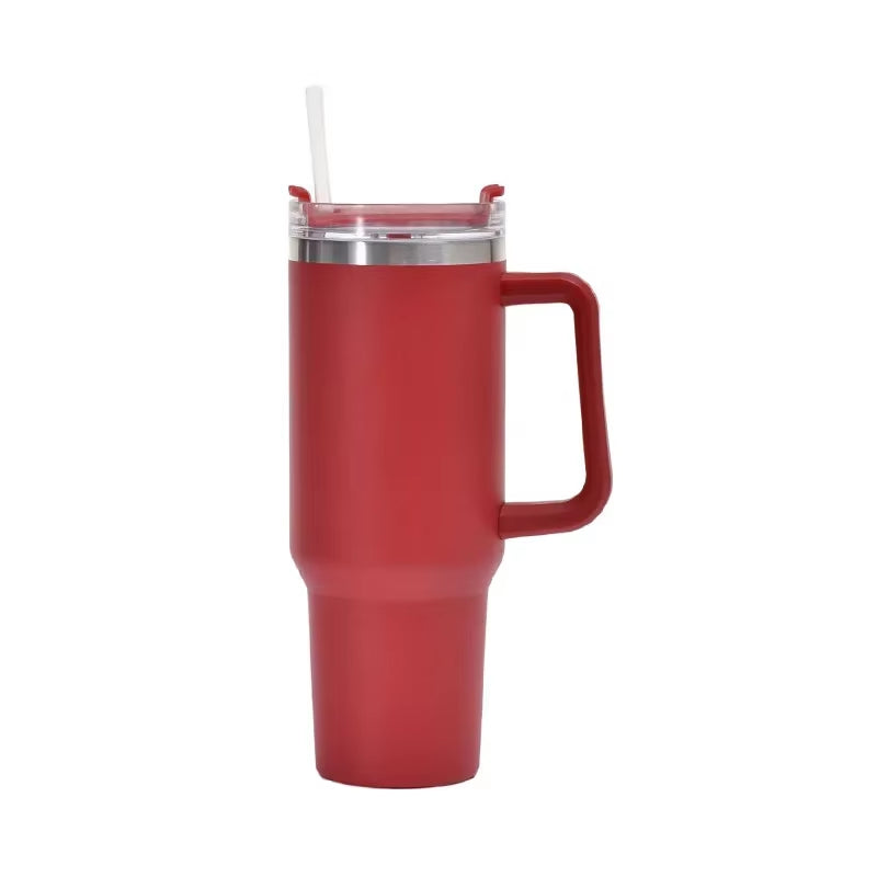 Creative Large Capacity Car Cup 40OZ Handle Cup Double Insulated Cup 304 Car Cup Handle Car Water Cup Ice Cream Cup Straw