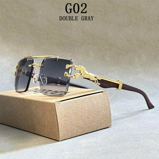 2024 Square Sunglasses for Men New Luxury Vintage Designer Rimless Sunglasses Women Trendy Fashion Glasses Gafas De Sol Hombre