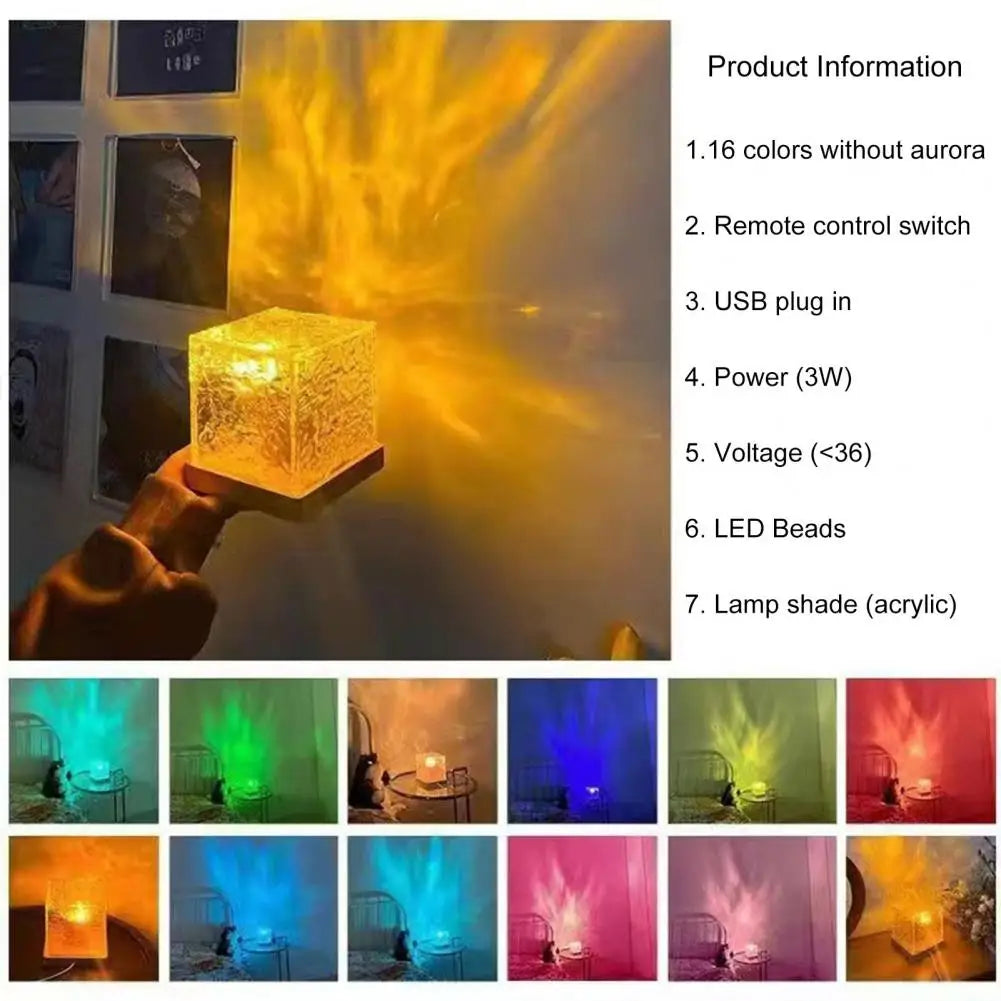 Light Projector Rotating Ocean Wave Projector 16 Colors Changing Remote Control Plug-Play LED Projector Water Wave Lamp