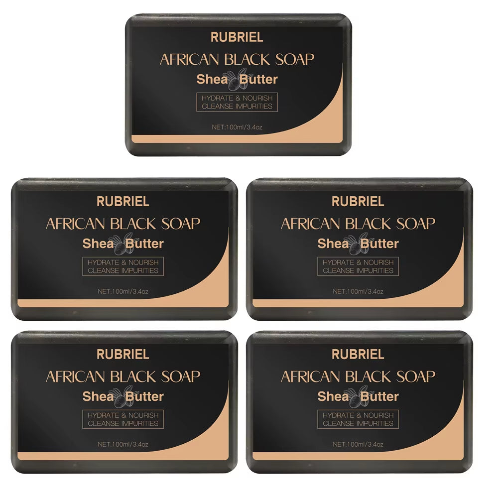 100G AFRICAN BLACK SOAP Shea Butter Bar Moisturizing Acne Treatment Cleanser for Clear Skin Care Deep Cleaning Glowing