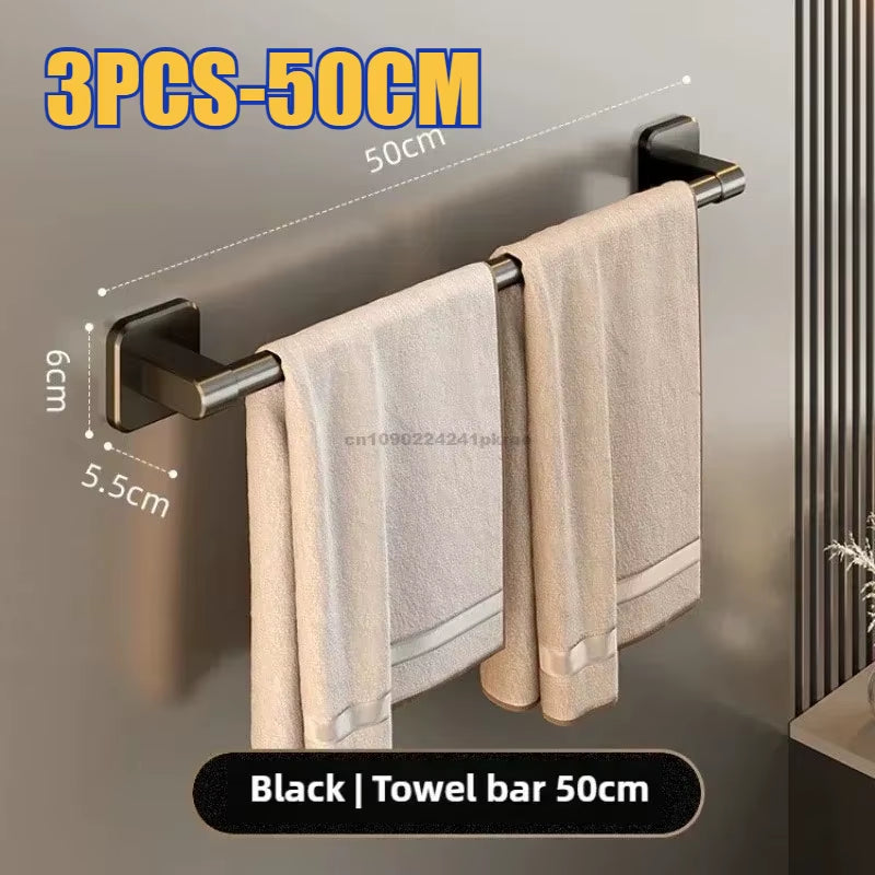 6Pcsbathroom Towel Rack Towel Holder Self-Adhesive Bathroom Towel Rack Hooks Bathroom Shelf without Drilling Towelrack Bathroom