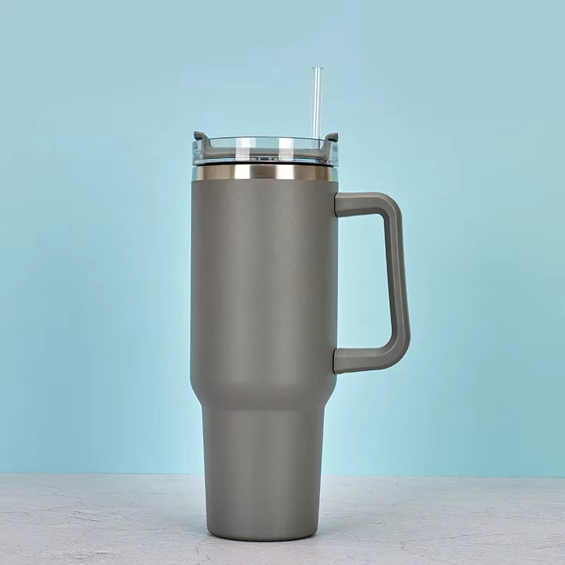 Creative Large Capacity Car Cup 40OZ Handle Cup Double Insulated Cup 304 Car Cup Handle Car Water Cup Ice Cream Cup Straw