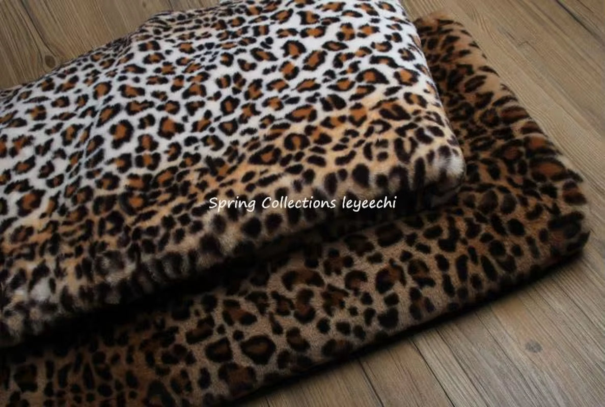 160*50Cm Imitation Rabbit Fur Print Leopard Tiger Pattern Pile1Cm Faux Fur Fabric,Cushion,Cosplay Vest ,Shawl Decoration Fabric