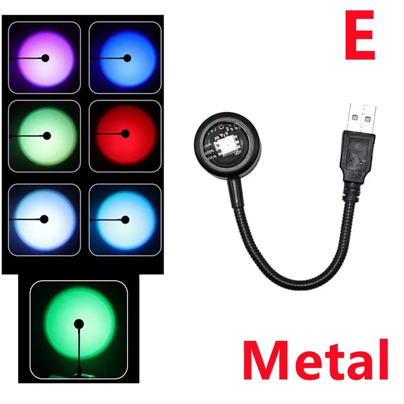 Sunset Lamp LED USB Rainbow Neon Night Light Projector Photography Wall Atmosphere Lighting for Bedroom Room Decor Gift