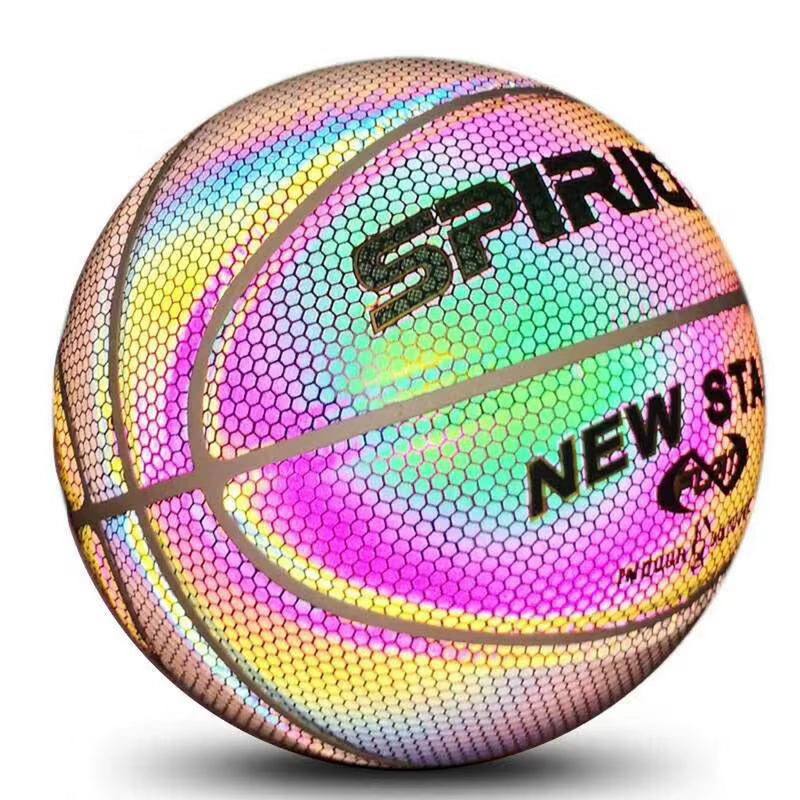 Reflective Basketball Balls Size 7 Wear-Resistant Luminous Night Light Ball Glowing Basketball Accessories for Kids Women Men