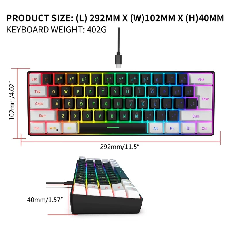 RGB Gaming Keyboard Comfortable Operation Feeling Input Dedicated Media Keys Keypad Water Resistant Gaming Keyboard