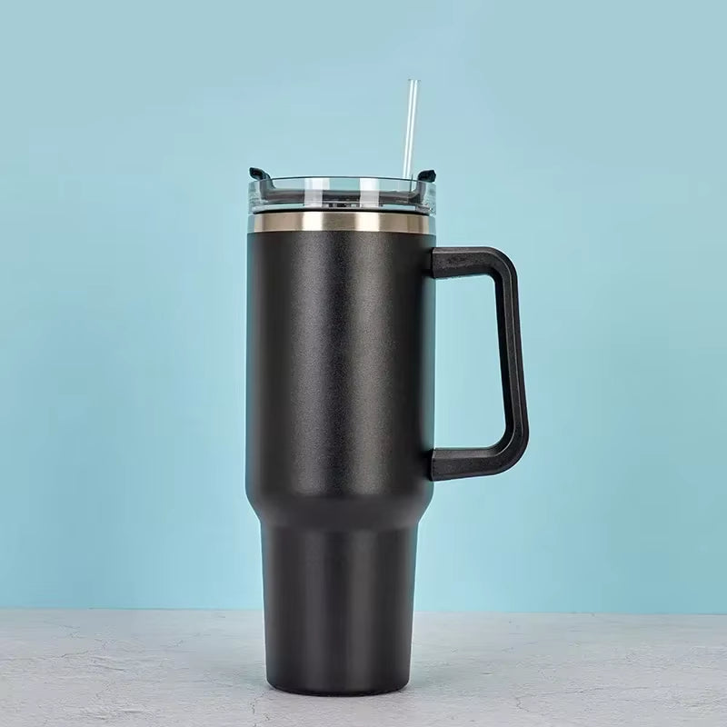 Creative Large Capacity Car Cup 40OZ Handle Cup Double Insulated Cup 304 Car Cup Handle Car Water Cup Ice Cream Cup Straw