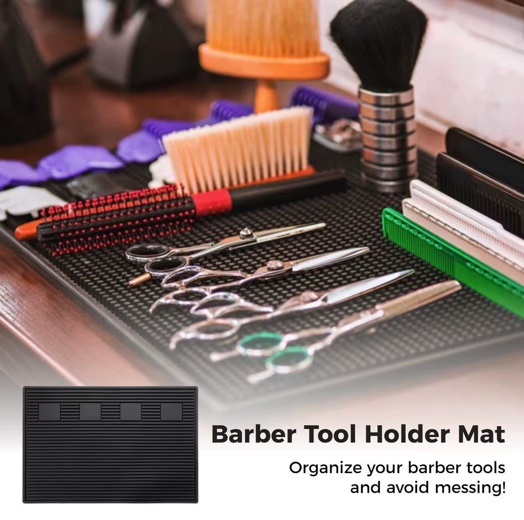 Barber Tool Organizer Mat Flexible Silicone Barber Tool Pad Magnetic Salon Barbershop Work Station Pad Barbershop Counter Mat