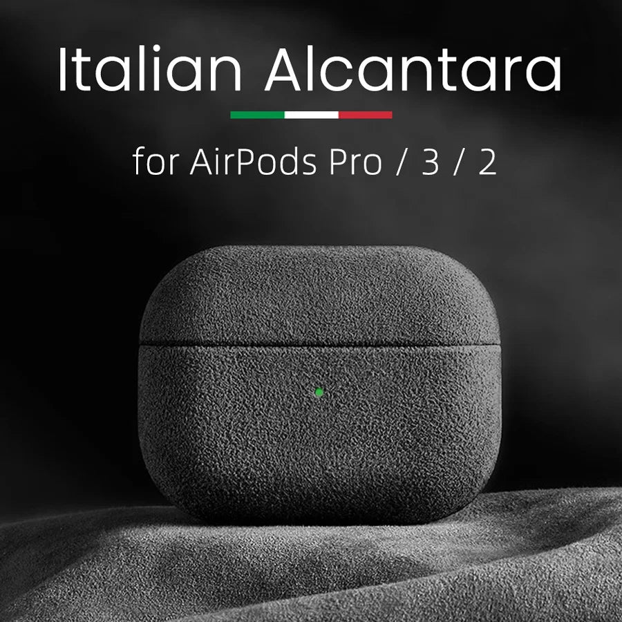 ALCANTARA Case for Airpods Pro 2 Luxury Artificial Leather Cases for Airpods 3 2 & 1 Wireless Bluetooth Headset Turn Fur Cover