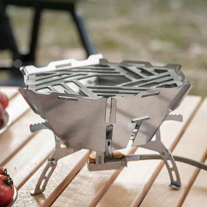 Outdoor Camping Gas Stove Rack Stainless Steel Furnace Frame Camp Stove Windshield Picnic BBQ Fire Burn Pit Stand Wind Screen