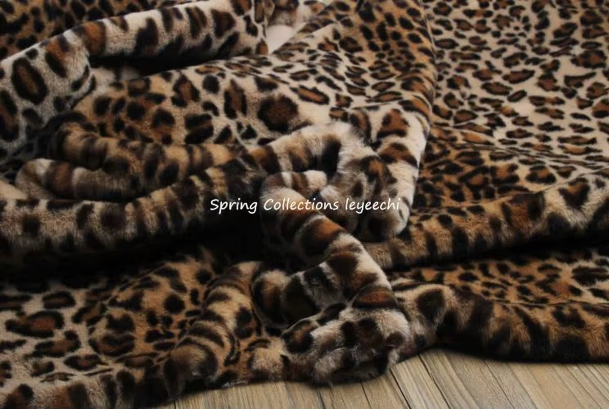 160*50Cm Imitation Rabbit Fur Print Leopard Tiger Pattern Pile1Cm Faux Fur Fabric,Cushion,Cosplay Vest ,Shawl Decoration Fabric