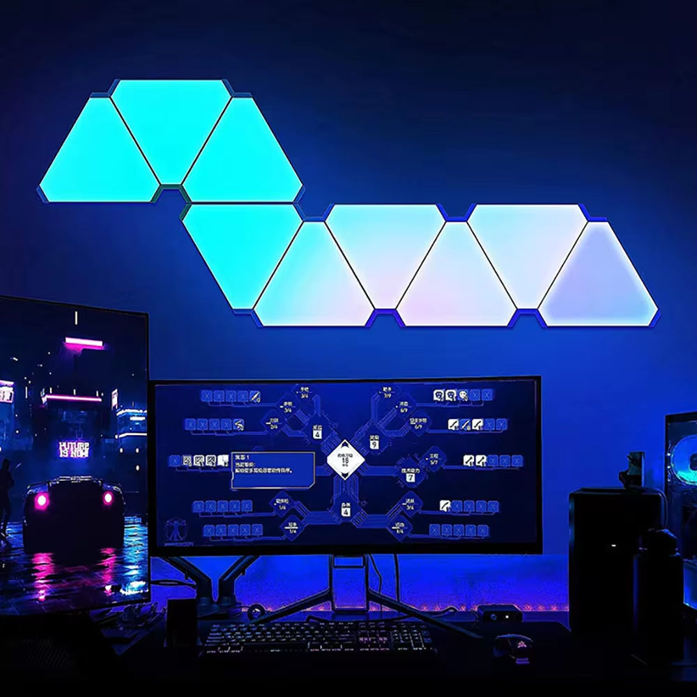 RGB WIFI APP Bluetooth LED Triangle Indoor Atmosphere Wall Lamps for Computer Game Bedroom Decoration DIY Quantum Night Light