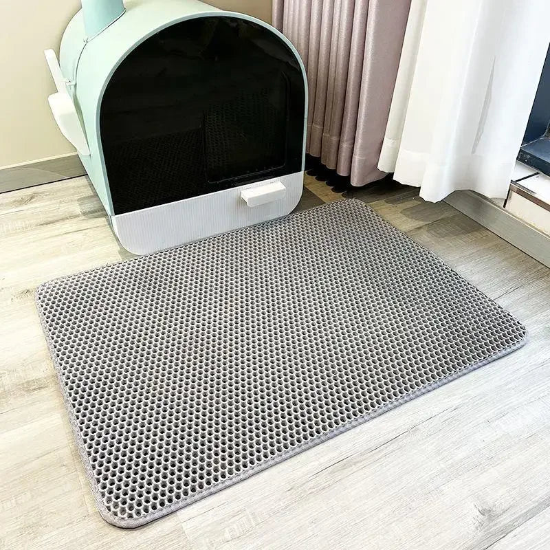 Cat Litter Mat Double Layer Pet Non Slip Big Pet Litter Box Filter Mat Wear Resistant Waterproof Cat Litter Mat Clean Supplies