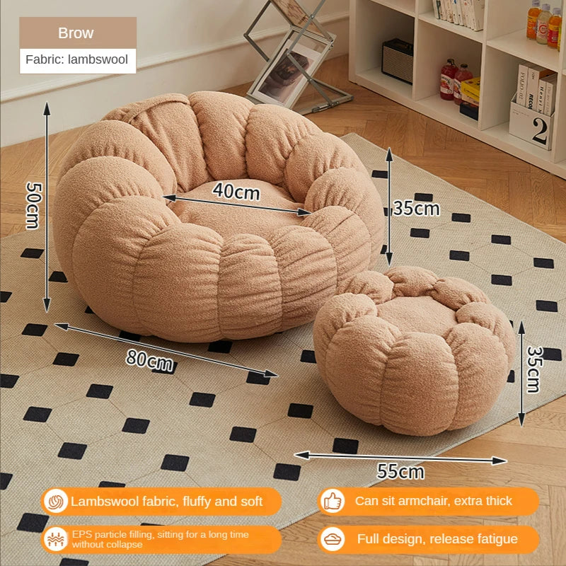 Lazy Sofa Sofa Chair Balcony Leisure Sleep Sofa Living Room Sofas Modern Easy Chair Small Sofa with Stool Bedroom Furniture