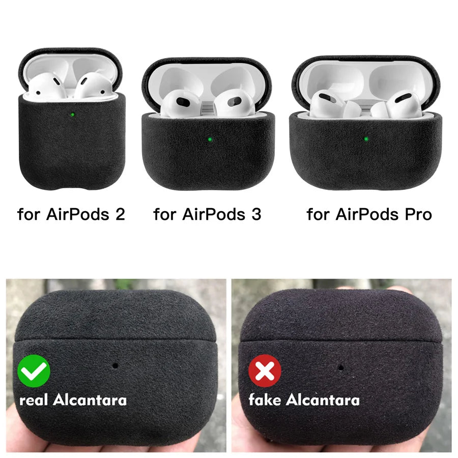 ALCANTARA Case for Airpods Pro 2 Luxury Artificial Leather Cases for Airpods 3 2 & 1 Wireless Bluetooth Headset Turn Fur Cover