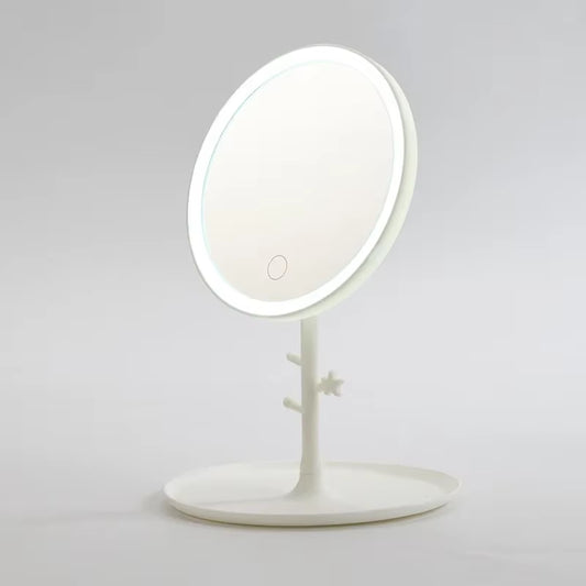 LED Touch Screen Makeup Mirror Folding Mirror Lighted Makeup Mirror 3 Colors Light Modes USB Rechargeable Cosmetic Mirror Tools