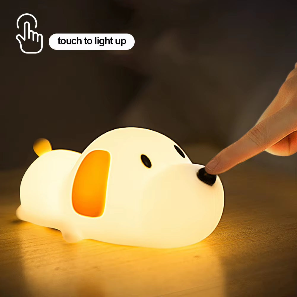 Puppy Lamp Silicone Dog LED Night Lights Touch Sensor Colors USB Rechargeable Bedside Mood Light for Children Baby Toy Gift