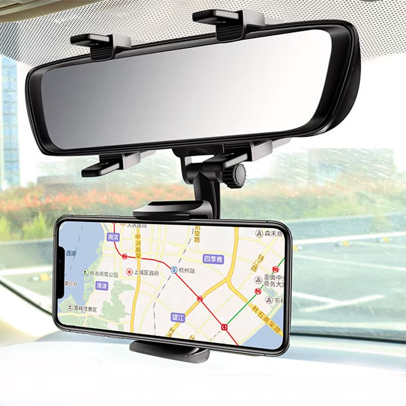 Car Rearview Mirror Phone Holder Adjustable Phone Stand Black Smartphone Car Holder for Phone Mobile Phone Accessories