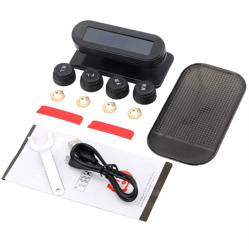 Tire Pressure Monitoring System Temperature Warning Fuel save with 4 External Sensors Solar TPMS Car Tyre Pressure Monitor