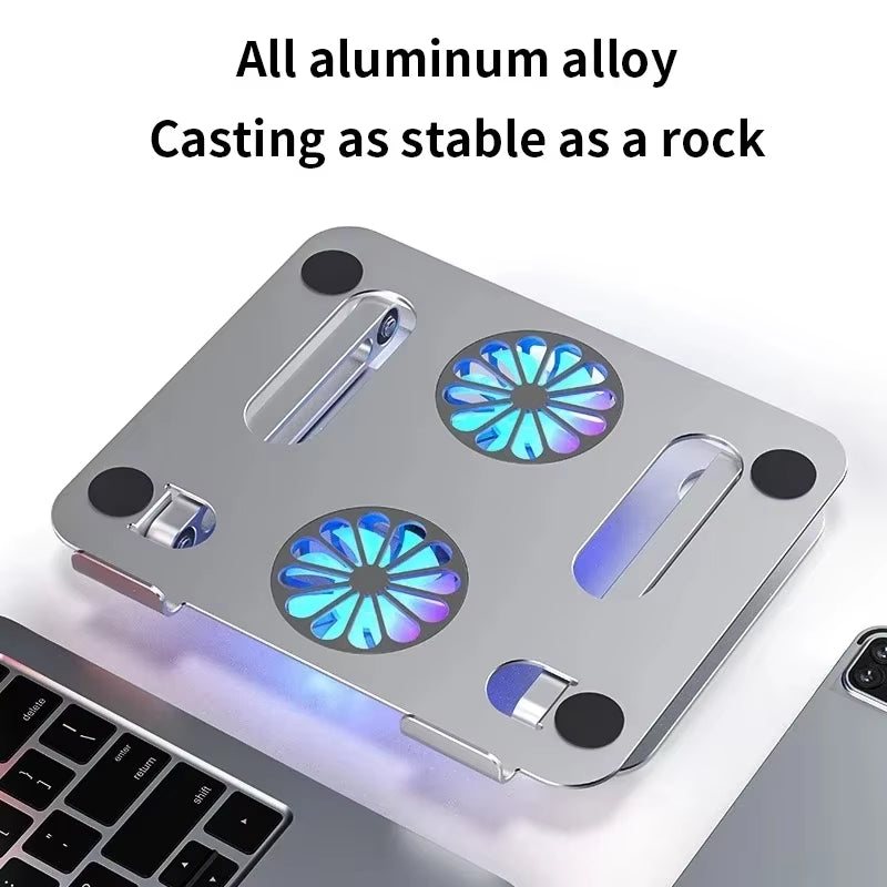 Foldable Laptop Tablet Stand with Cooling Fan Heat Dissipation Aluminum for Desktop Macbook Air Pro Stand Notebook Holder Cooler