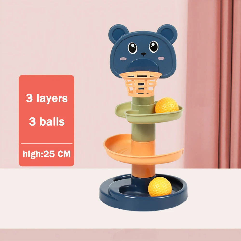 Montessori Baby Toys Rolling Ball Pile Tower Early Educational Toy for Babies Rotating Track Baby Gift Stacking Toy for Children