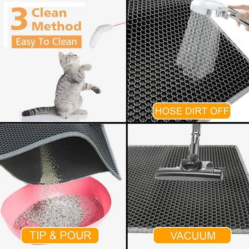 Cat Litter Mat Double Layer Pet Non Slip Big Pet Litter Box Filter Mat Wear Resistant Waterproof Cat Litter Mat Clean Supplies