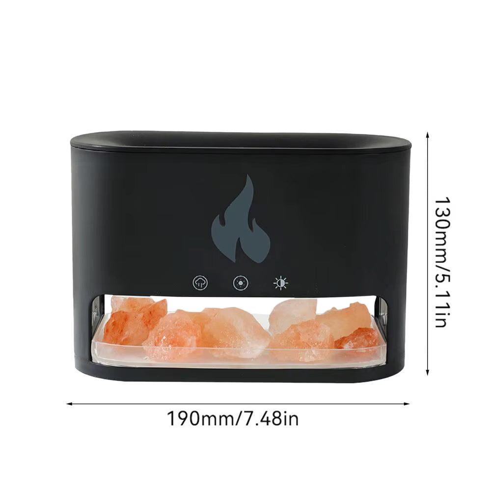 Home Fireplace Humidifier Crystal Salt Rock Fire Lamp 7 Color Flame Aroma Volcano Air Humidifier Essential Oil Diffuser Decor