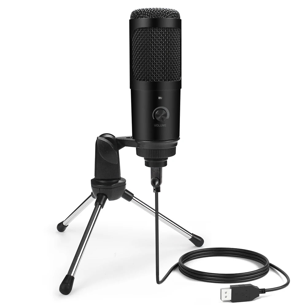 Metal USB Microphone Condenser Recording Microphone D80 Mic with Stand for Computer Laptop PC Karaoke Studio Recording