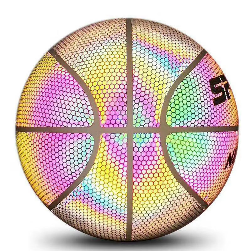 Reflective Basketball Balls Size 7 Wear-Resistant Luminous Night Light Ball Glowing Basketball Accessories for Kids Women Men