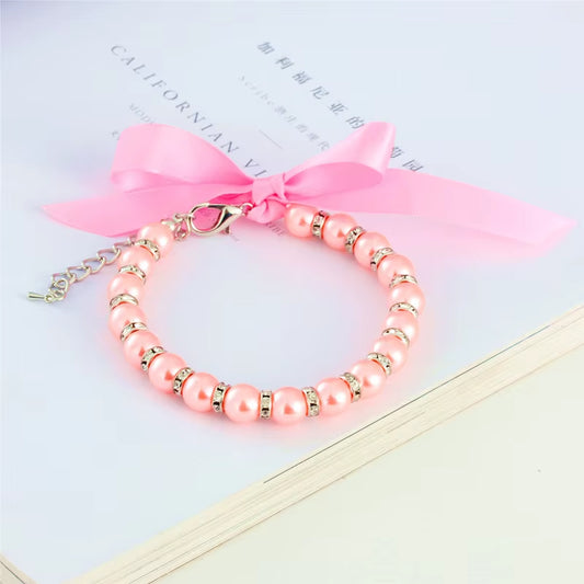 Pearls Pet Dog Collar Four Color Available Pet Necklace Jewelry Puppy Cat Wedding Collar Jewelry Accessories for Female Dogs